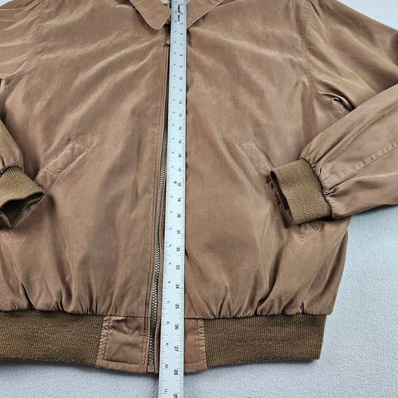 St John's Bay Bomber Jacket Men Large Brown Full Zip Lined Classic Ribbed Cuffs - Picture 2 of 15